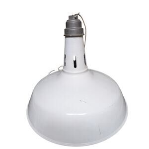Vintage 18" White Porcelain Enamel Barn Gas Station Light RLM Dome Shade
